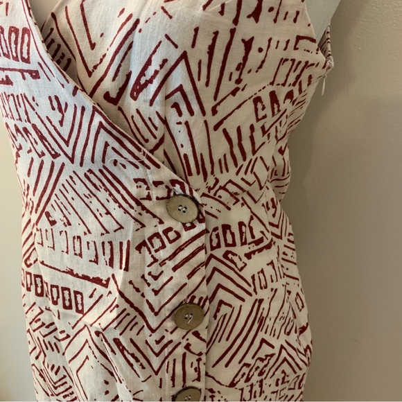 Forever 21 Printed Geometric Side Button Front Linen Rayon Blend Mini Dress - Picture 8 of 12